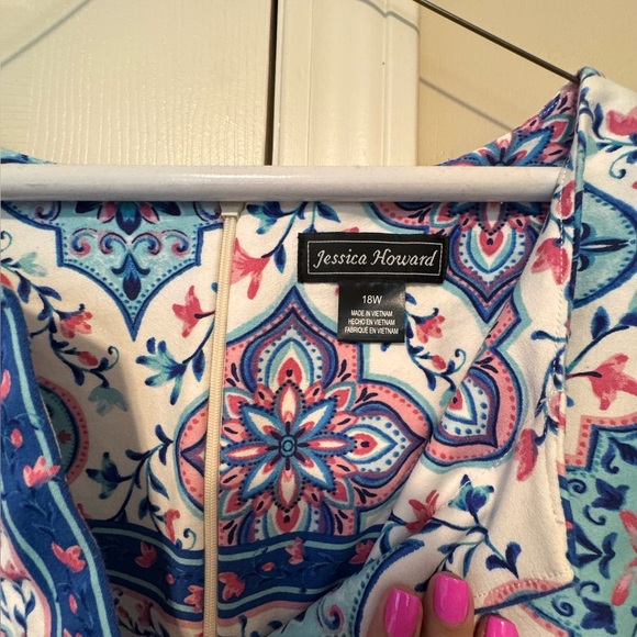 Jessica Howard Blue and Pink Patterned Dress - Picture 3 of 4